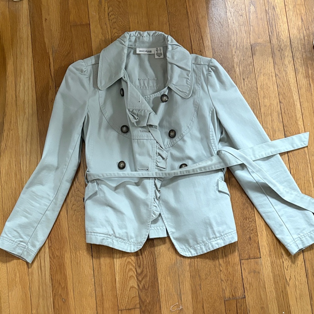 DKNY JEANS Ruffle-Trim Cotton Trench Jacket